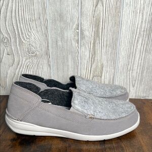 Clarks Collection Shoes Mens 10M Loafers Gray Suade Wool Slip On Round Toe